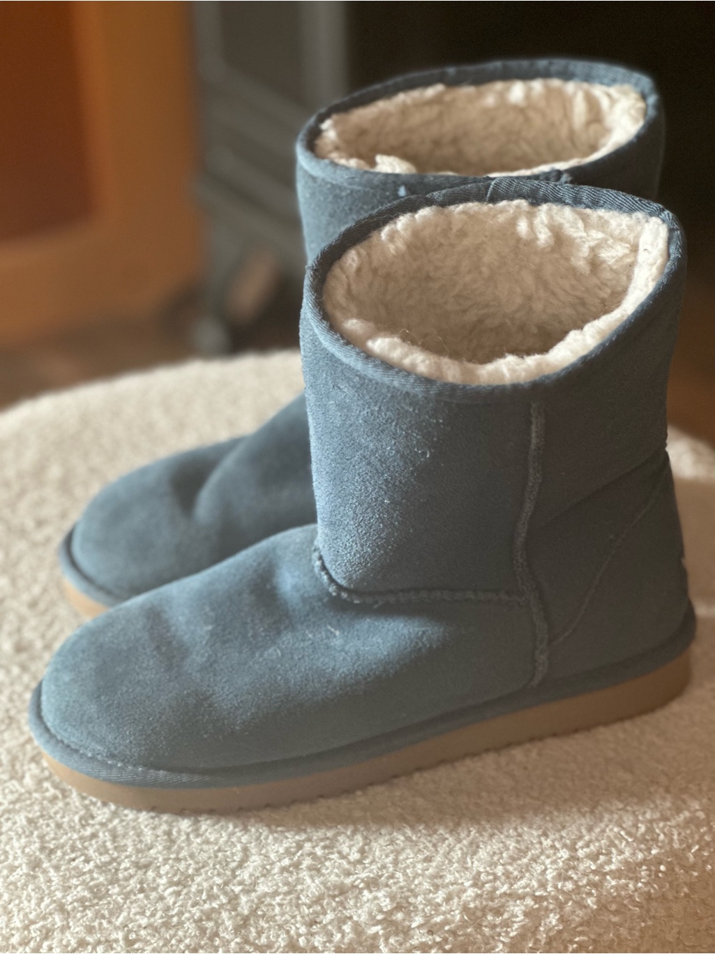 Classic Short Shearling-Lined Winter Boots - Slate Blue